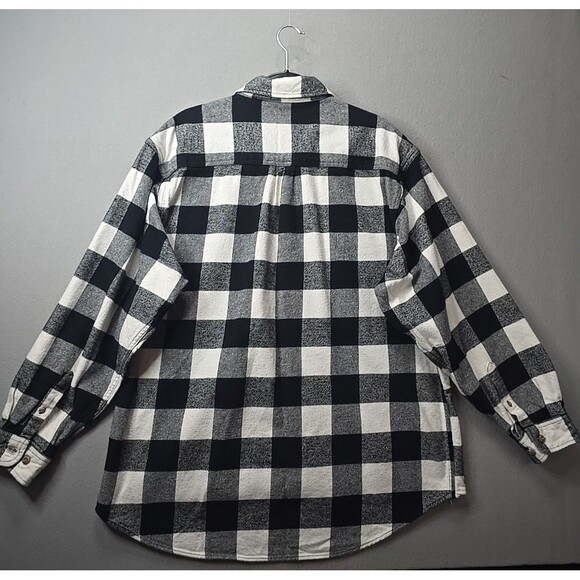 Field & Stream Flannel Shirt Men L Buffalo Plaid Black White Long Sleeve Outdoor - Picture 7 of 10